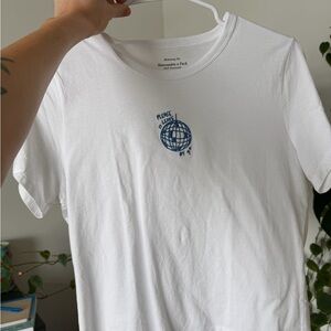Abercrombie & Fitch White Tee with Blue Graphic